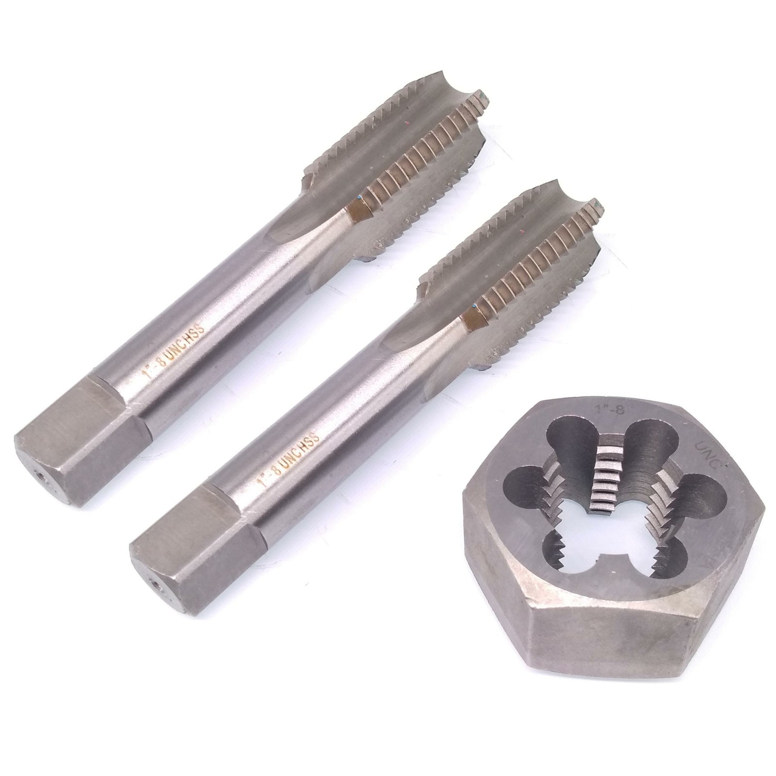 HSS 1"-8 Taper & Plug Tap & 1"-8 Hexagon Die Thread Right Hand Set