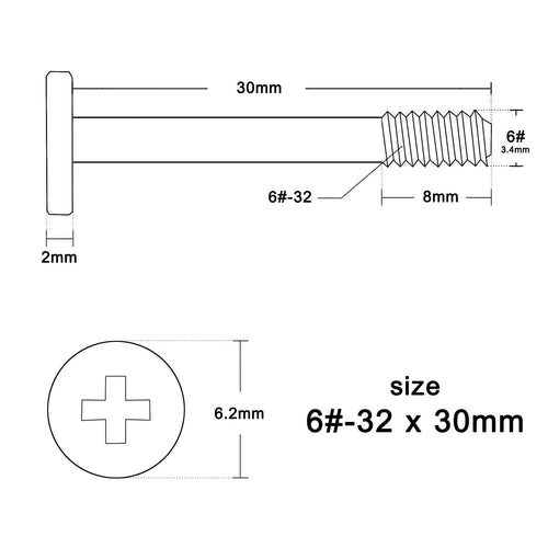 25x 6#-32x30mm PC Computer Case Video Card Water Cooler Radiator Fan Long Screw