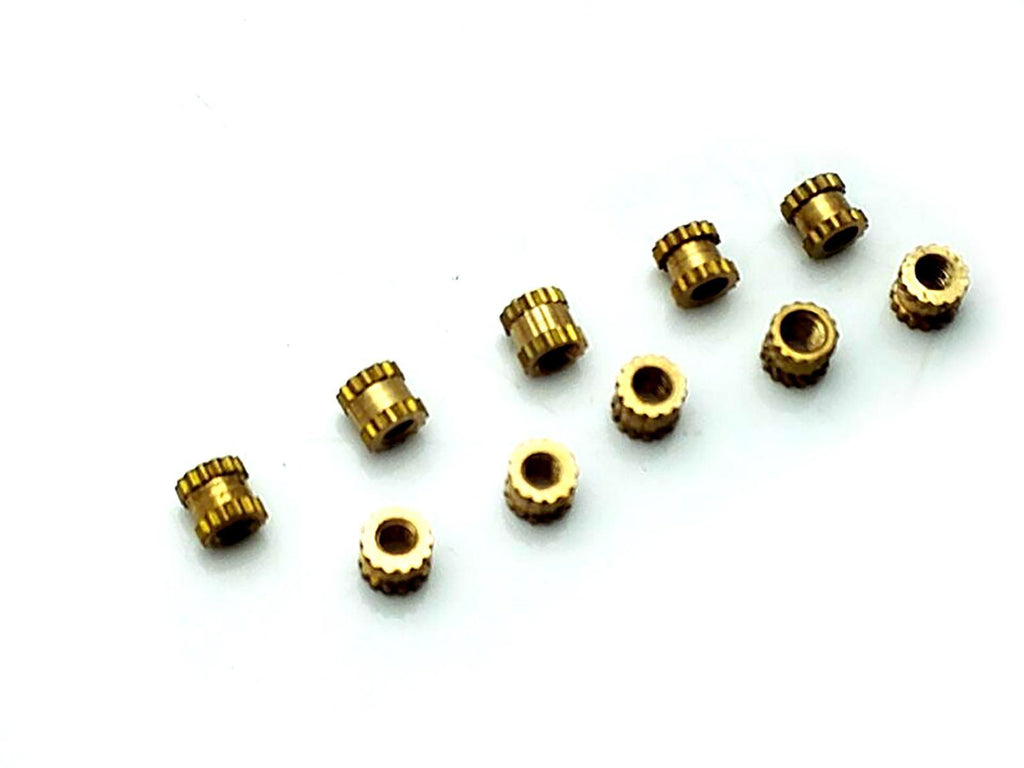 US Stock 50x M2 L3mm OD3.2mm Brass Cylinder Knurled Threaded Insert Embedded Nut