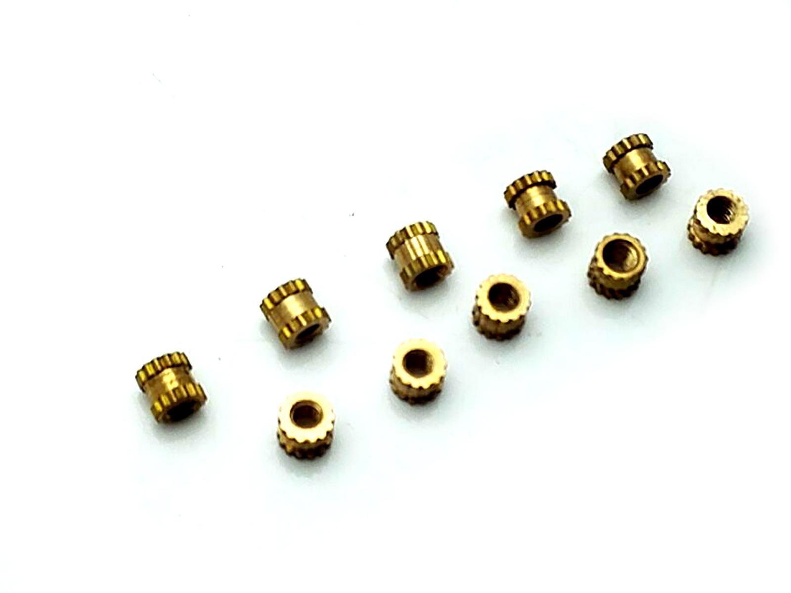 US Stock 50x M2 L3mm OD3.2mm Brass Cylinder Knurled Threaded Insert Embedded Nut