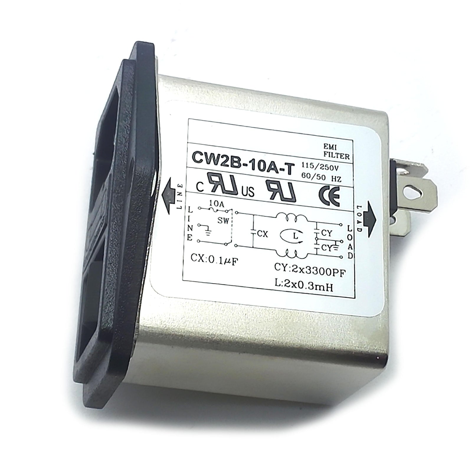 Solder Lug Terminals IEC 320 C14 Power Socket EMI Filter Switch & Fuse Holder 01
