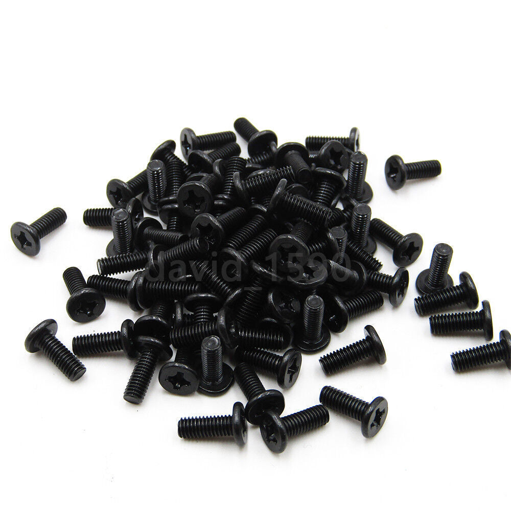 50pcs M2.5 x 3mm Black Phillip Wafer Flat Head Machine Screw Bolt Laptop Bolt