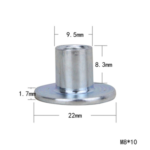 10pcs M8 x 10mm Cold Heading Steel Round Base Weld Nut Insert T Nut Furniture