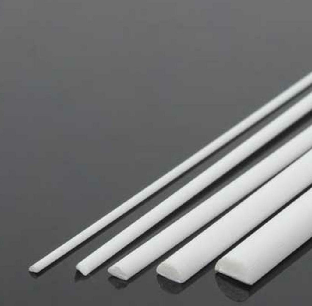 US Stock 10pcs ABS Styrene Plastic Half Round Bar Rod 4mm ±10% Dia. 9.85" White