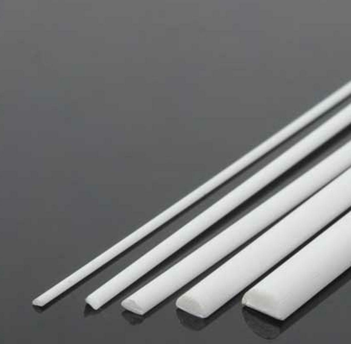 US Stock 10pcs ABS Styrene Plastic Half Round Bar Rod 4mm ±10% Dia. 9.85" White