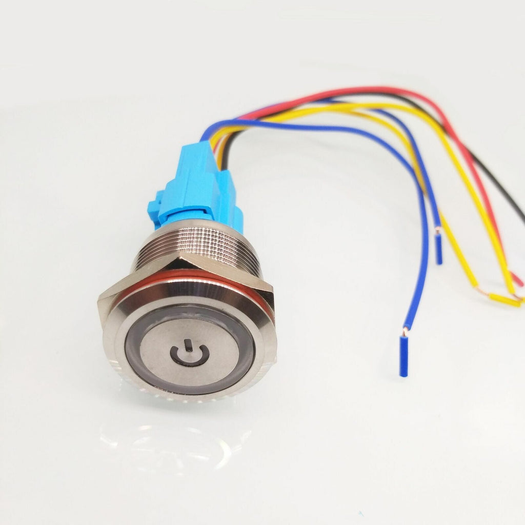 12mm Waterproof 5-24V LED 5Pin ON-OFF Car Push Button Switch Maintained White