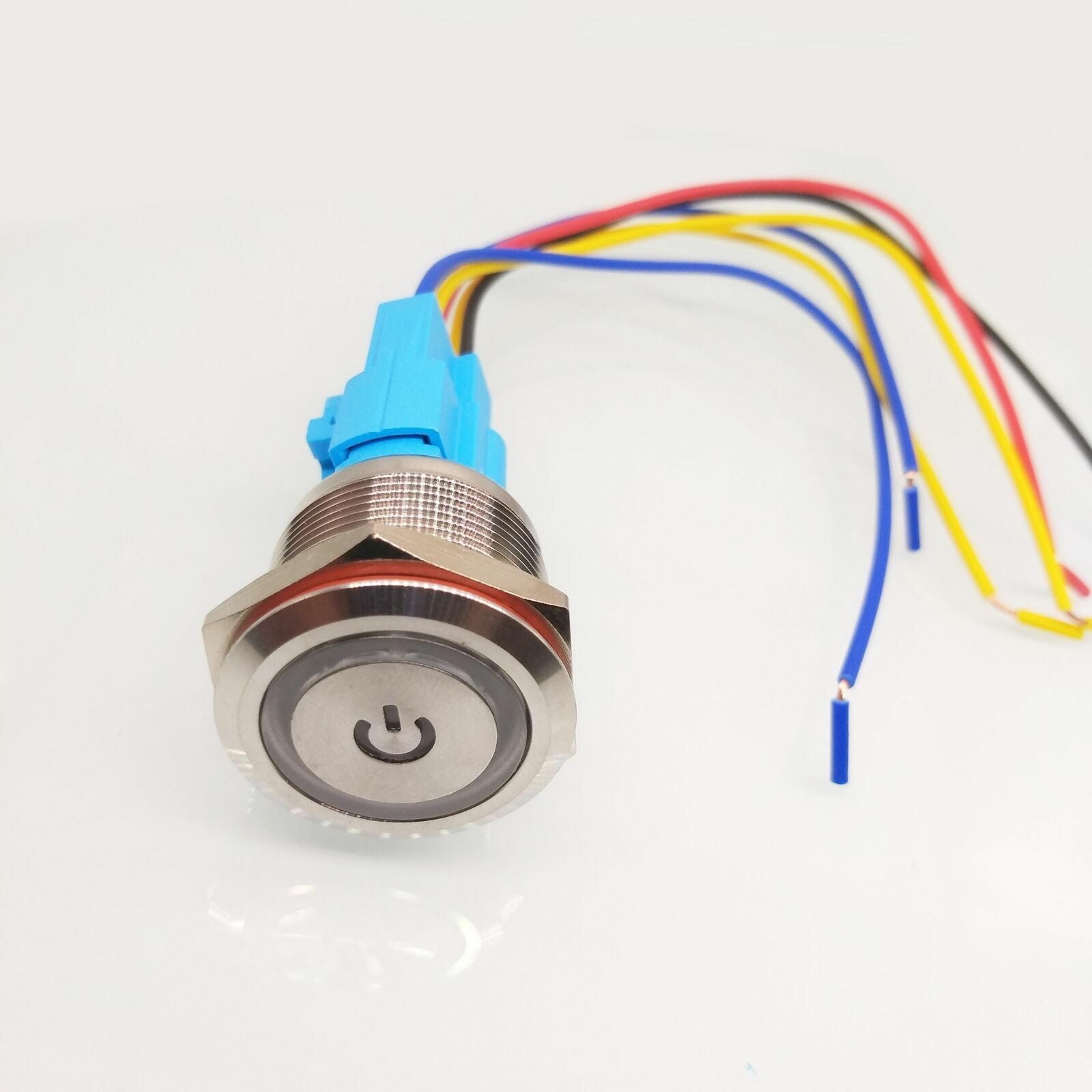 12mm Waterproof 5-24V LED 5Pin ON-OFF Car Push Button Switch Maintained White