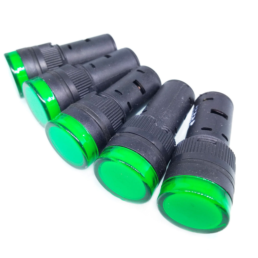 10pcs AC/DC 12V 16mm Green LED Indicator Signal Light AD16-16C