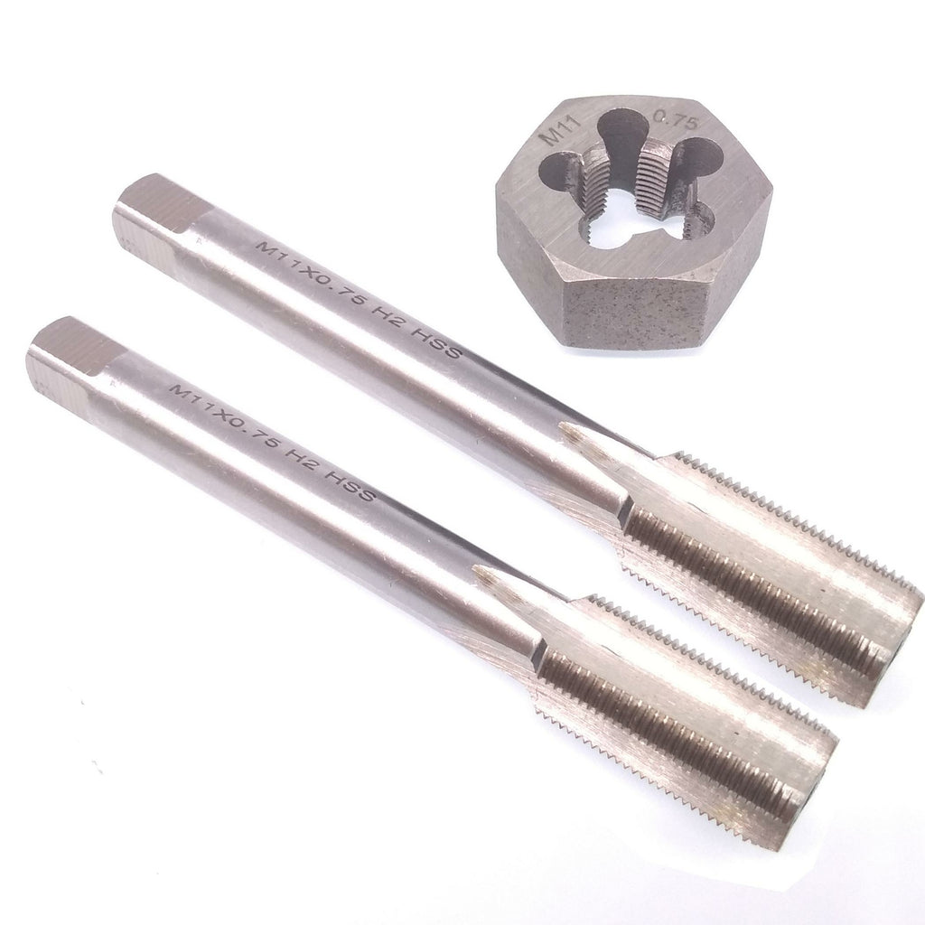 HSS M11 x 0.75mm Taper & Plug Tap & M11x0.75mm Hexagon Die Metric Right Hand Set