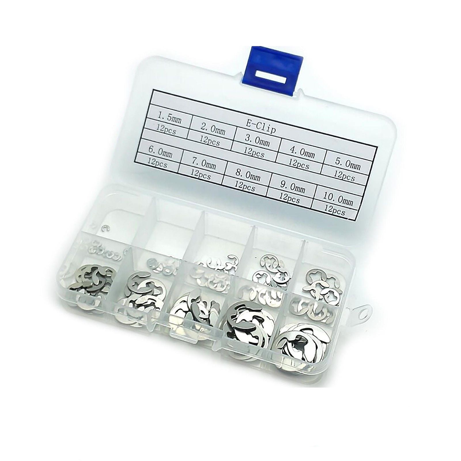 US Stock 120pcs Stainless Steel E-Clip Retaining Circlip Kit 1.5mm to 10mm