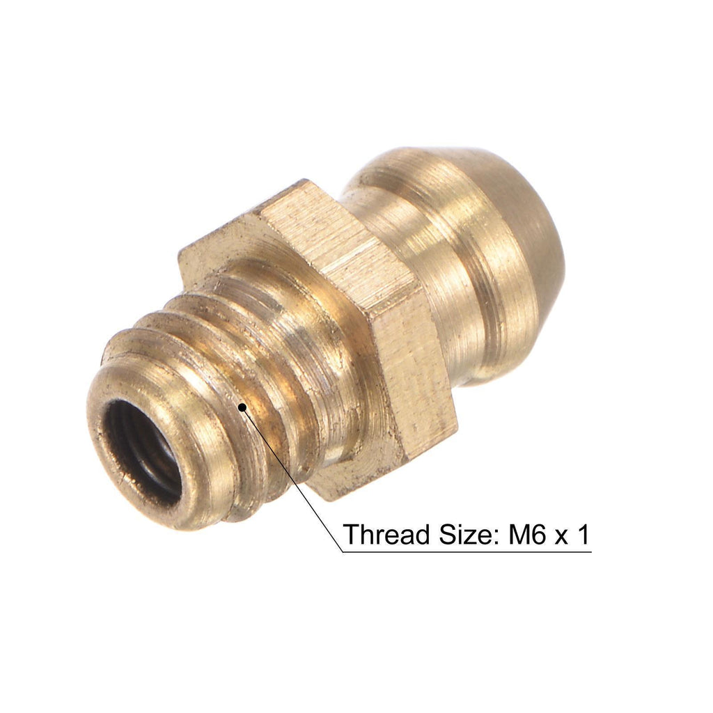 10pcs Brass Straight Lubrication Nipple M6x1mm Hydraulic Grease Accessories