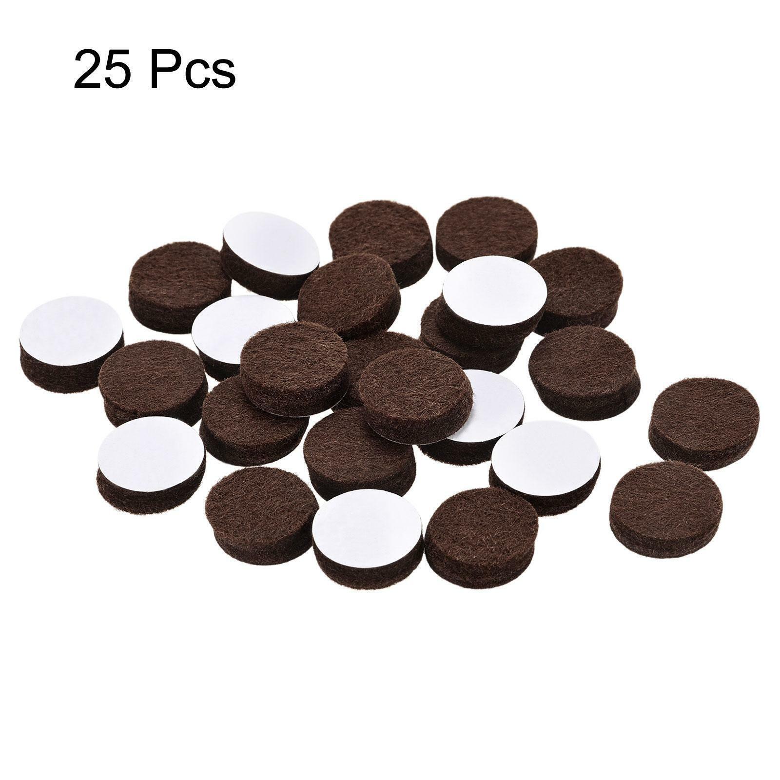 25pcs Felt Furniture Pads 15mm Dia 5mm Thick Adhesive Floor Protectors Brown