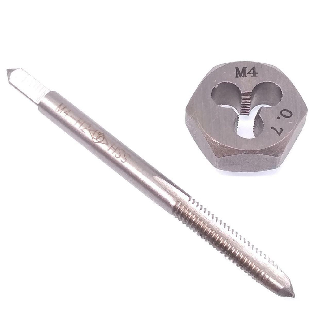 US Stock HSS M4 x 0.7mm Tap & 4 x 0.7mm Hexagon Die Metric Thread Right Hand Set