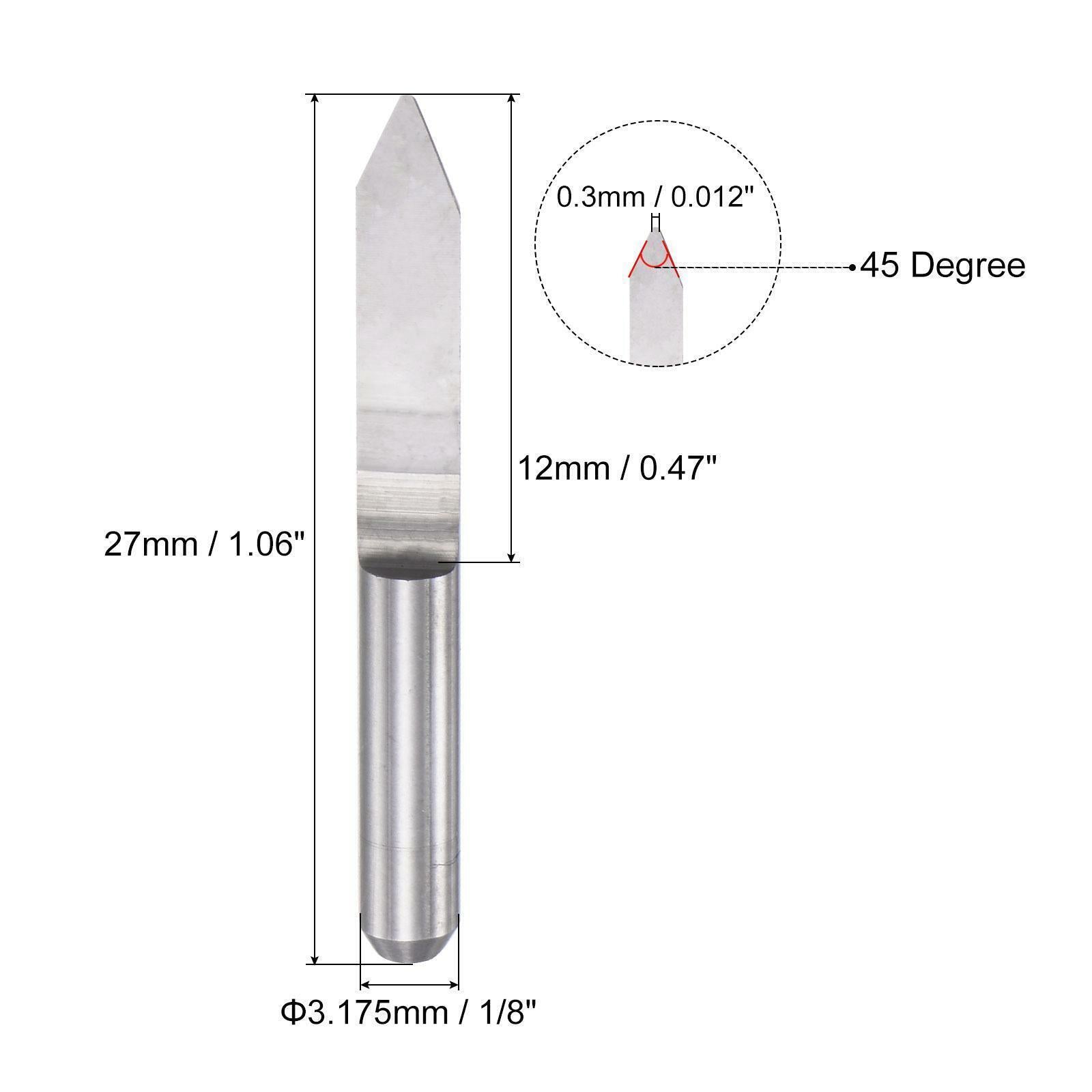 2pc Wood Engraving Router for Acrylic PVC MDF Plastic 1/8" 3.175mm 0.3mm Tip 45°