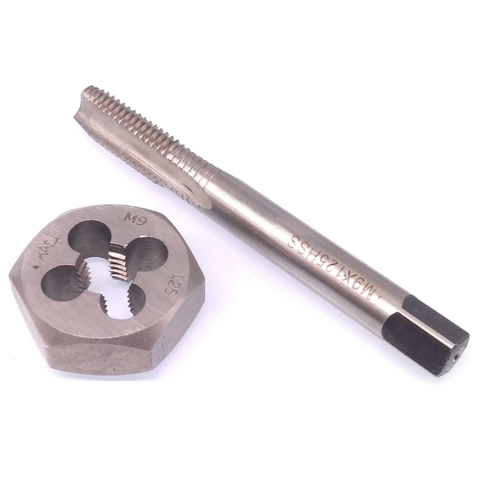 US Stock HSS M9 x 1.25mm Tap & 9x1.25mm Hexagon Die Metric Thread Right Hand Set