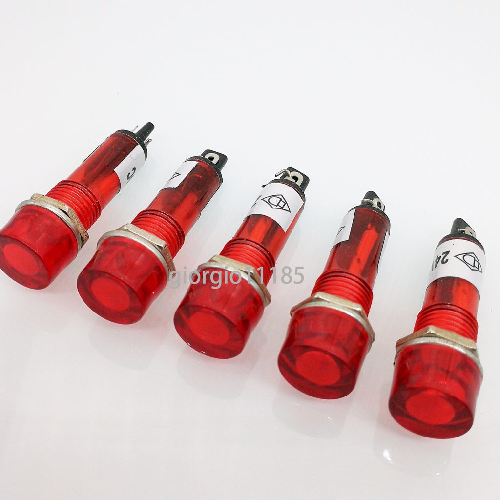 US Stock 5pc Red XD10-3 24V DC 10mm Power Signal Indicator Light Mini Pilot Lamp