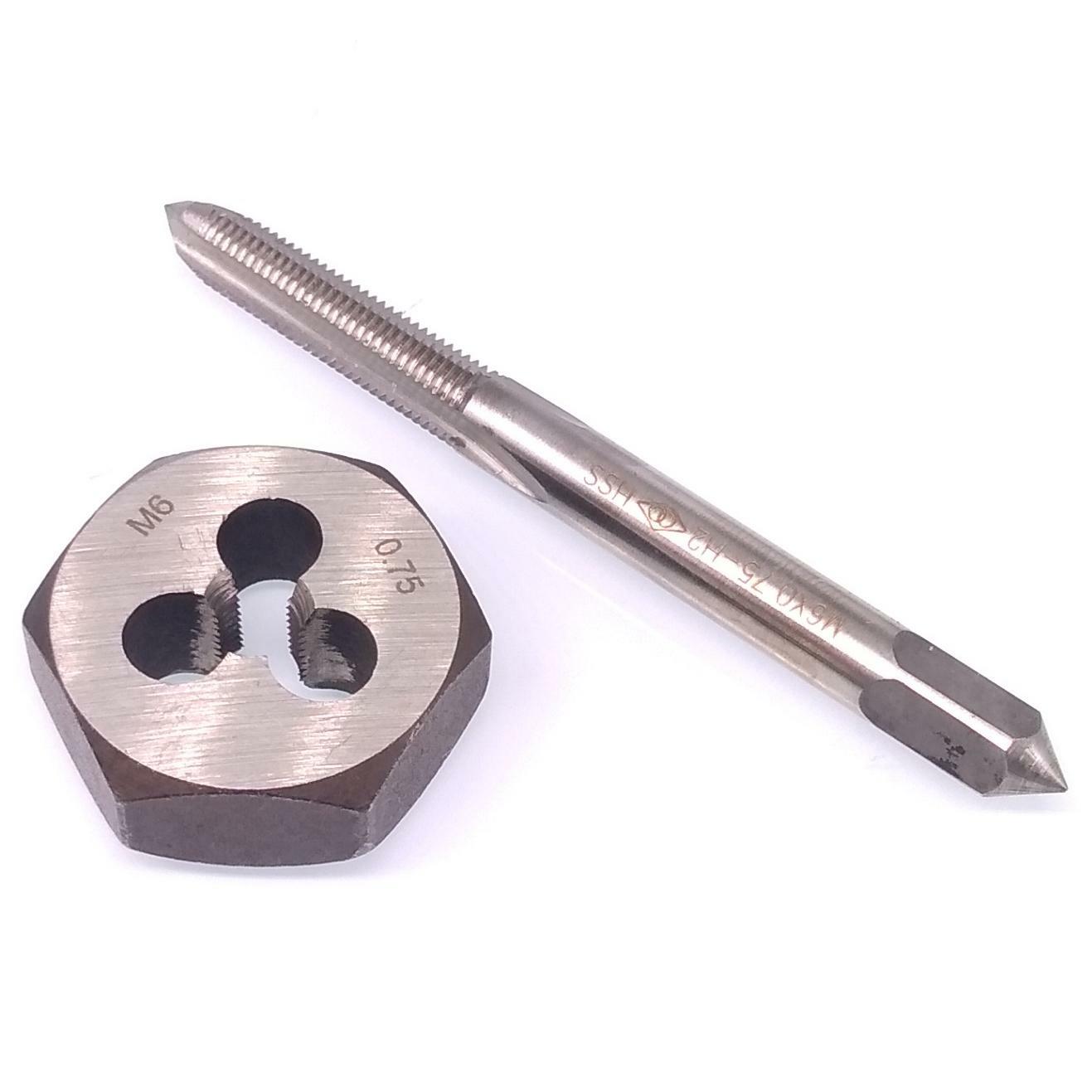 US Stock HSS M6 x 0.75mm Tap & 6x0.75mm Hexagon Die Metric Thread Right Hand Set
