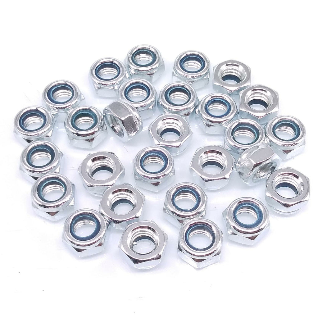 200x M8 x 1.25mm Self-Locking Nylon Insert Hex Nuts Zinc plated Carbon Steel
