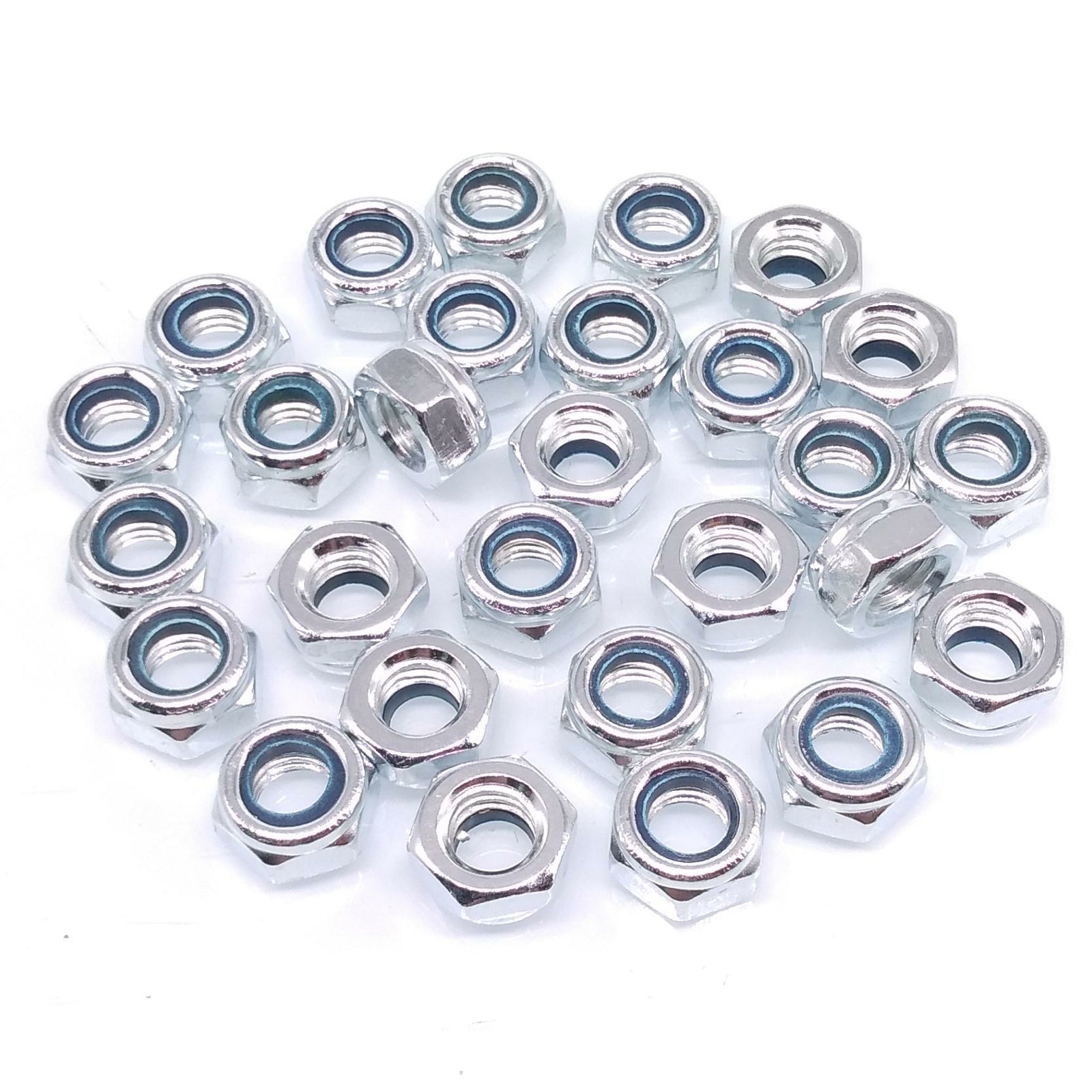 200x M8 x 1.25mm Self-Locking Nylon Insert Hex Nuts Zinc plated Carbon Steel