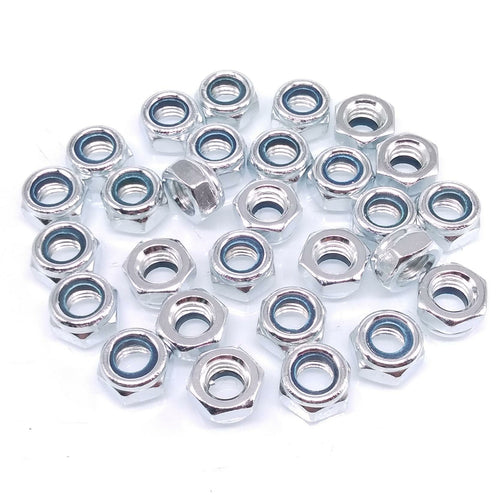 200x M8 x 1.25mm Self-Locking Nylon Insert Hex Nuts Zinc plated Carbon Steel