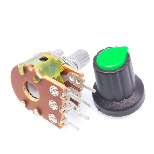 10 Units 10K B10K OHM Linear Taper Rotary Dual Potentiometer POT Green Knob