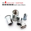 100pcs Assortment Kit Set M3M4M5M6M8 Flat Head Rivet Nut Insert Rivnut Nutsert C