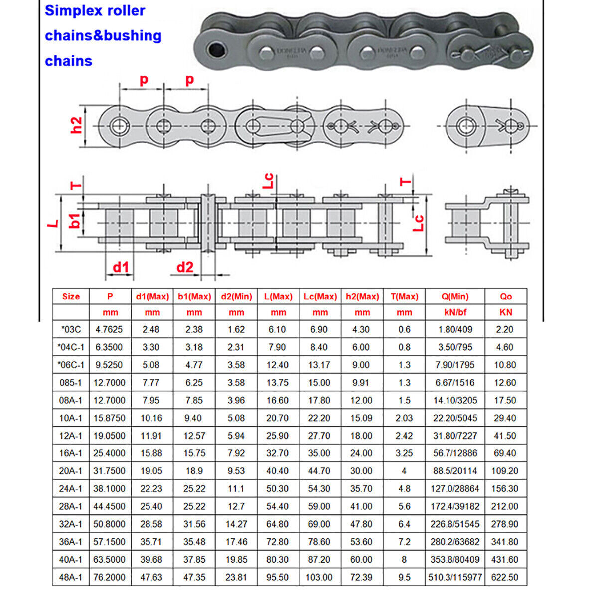 Chain Connecting Links 12A-1 Simplex Roller Chain Steel Full Link
