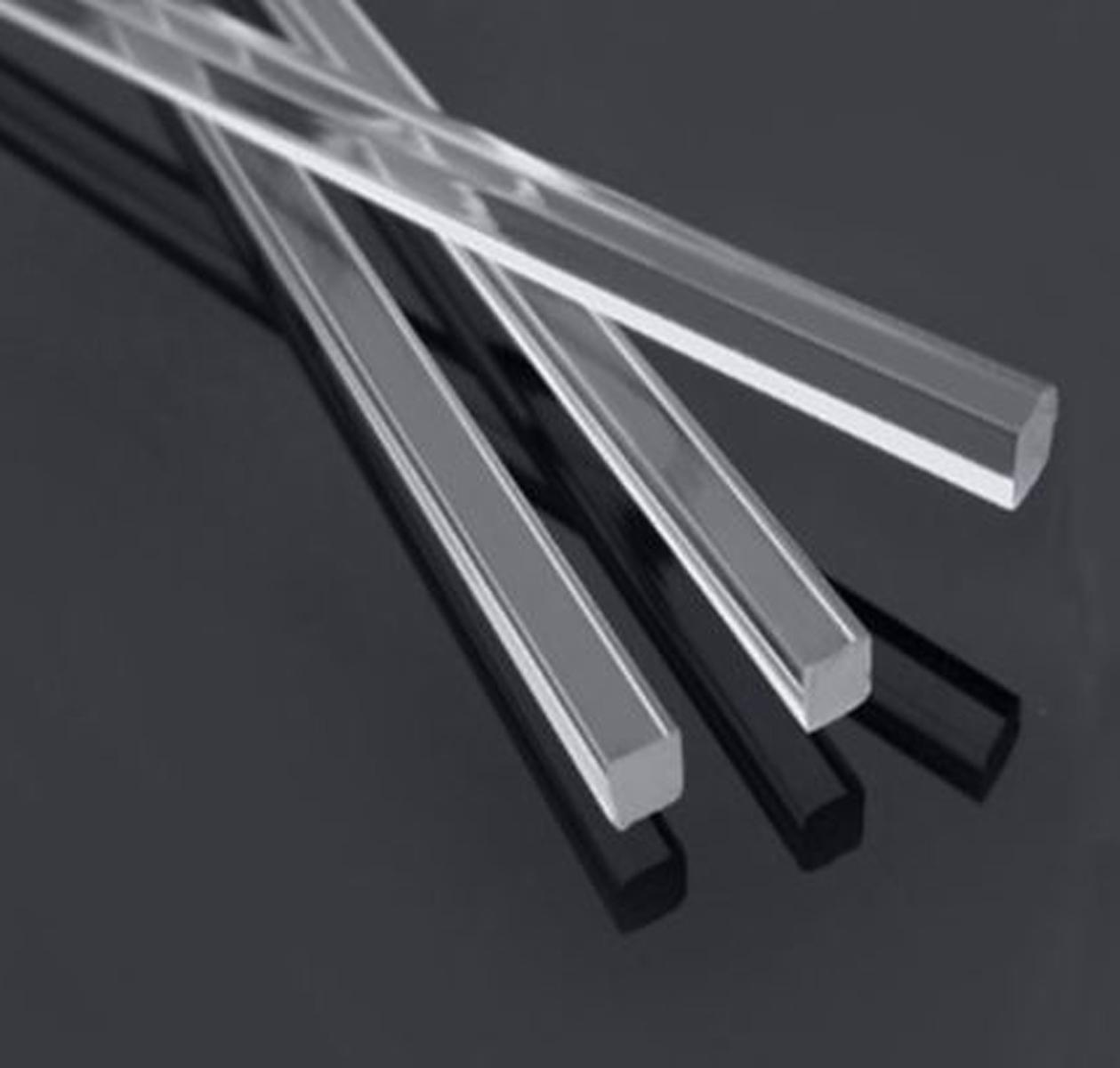 US Stock 48pcs Square Clear Acrylic PMMA Rod Bar 2 x 2mm ±10%  250mm Long