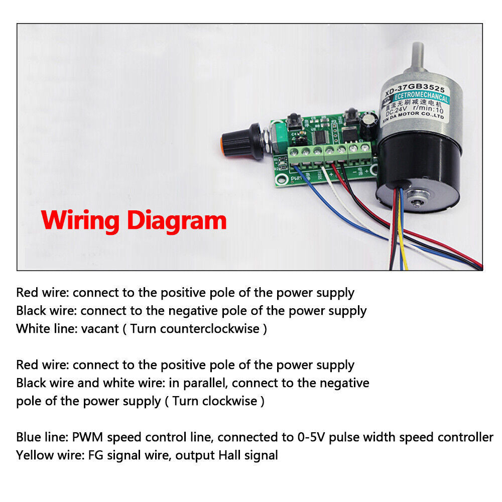 37mm DC 24V Brushless Gearmotor Gearbox Motor Metal Gear 5RPM 37GB3525