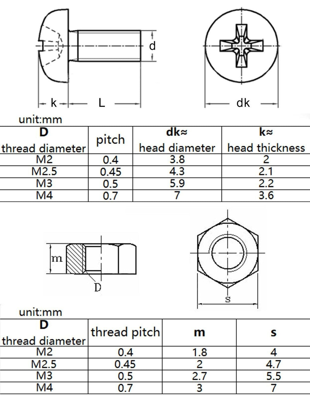 700x M2M2.5M3 White Nylon Plastic Phillips Pan Round Head Screw Bolt Nut Set Kit
