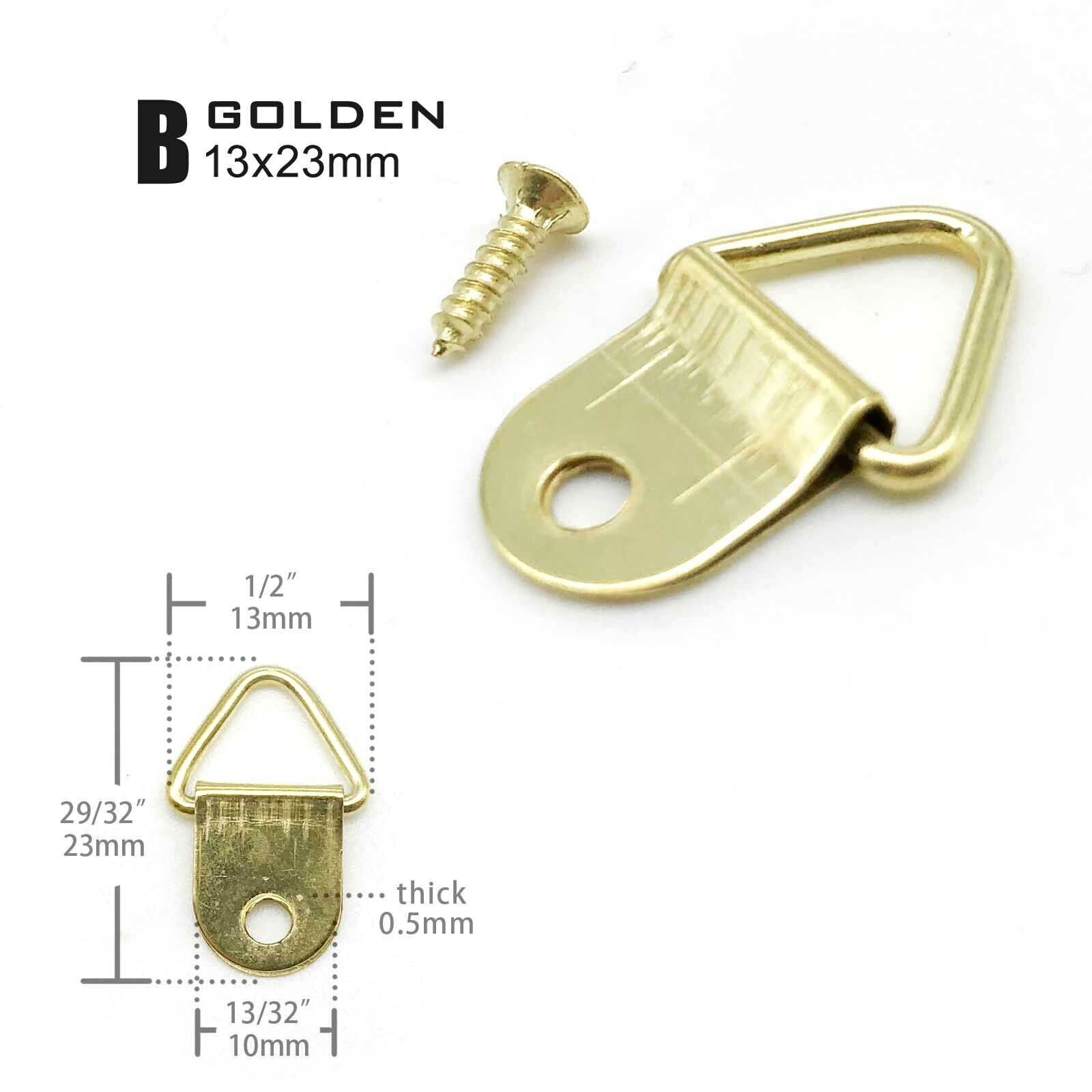 100x Triangle D-ring Picture Oil Painting Frame Wall Hook Hanger Screw 13x23mm