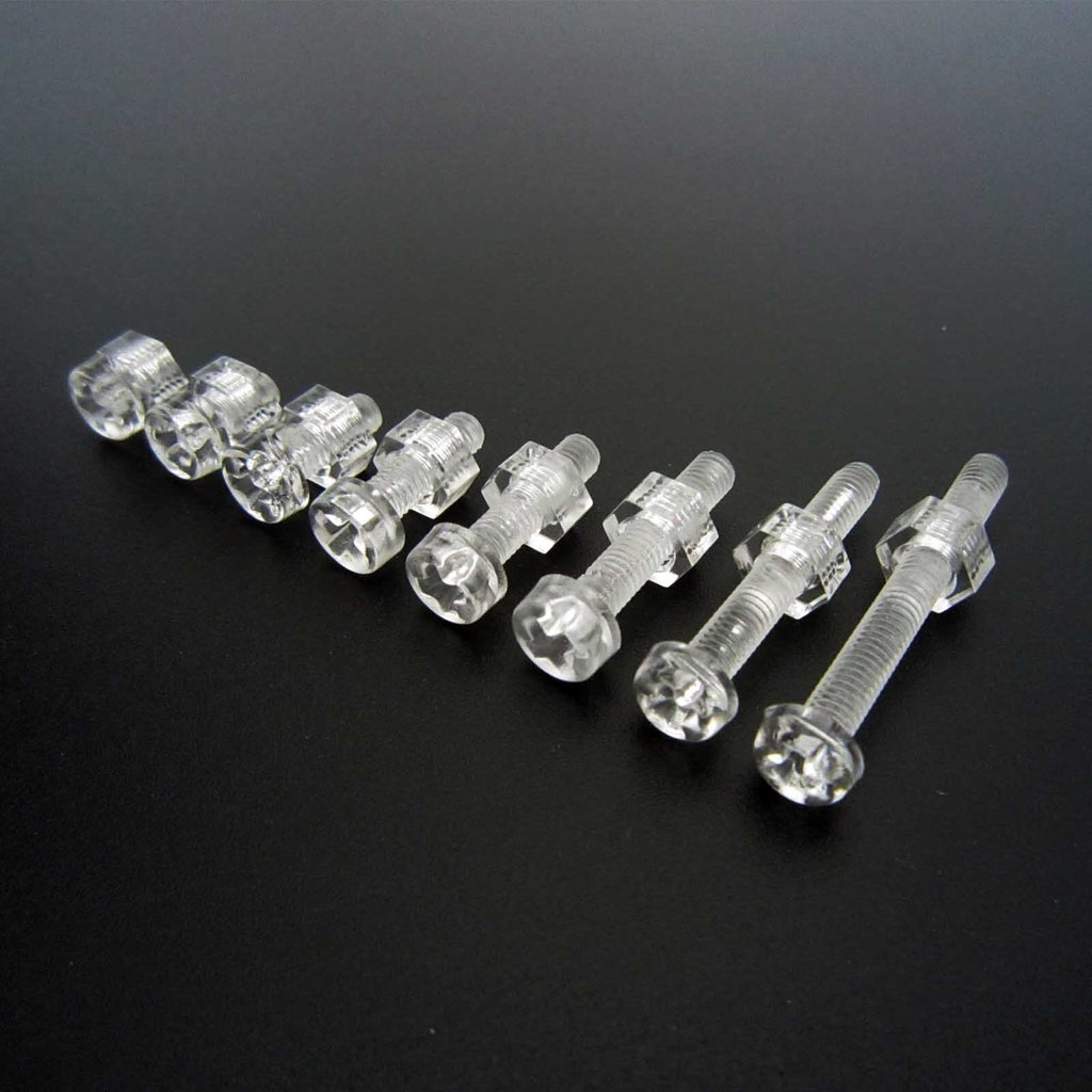 50sets Acrylic Plastic Nylon M3 x0.5mm x4mm Round Phillips Head Screw Bolt + Nut