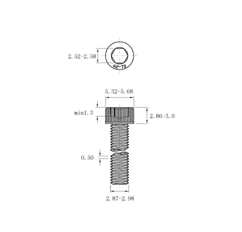 US Stock 50x M3 x 25mm Hex Socket Screw Bolt Knurling DIN912 Stainless Steel Nut