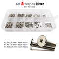 500X M1.2M1.4M1.6 Silver Mini Phillips Ultra Thin Flat Wafer Head Screw Bolt Set