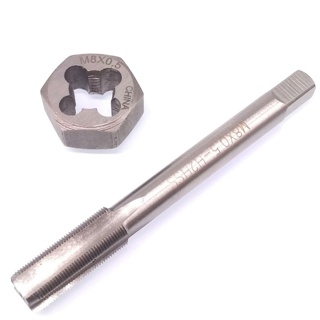 US Stock HSS M8 x 0.5mm Tap & 8 x 0.5mm Hexagon Die Metric Thread Right Hand Set