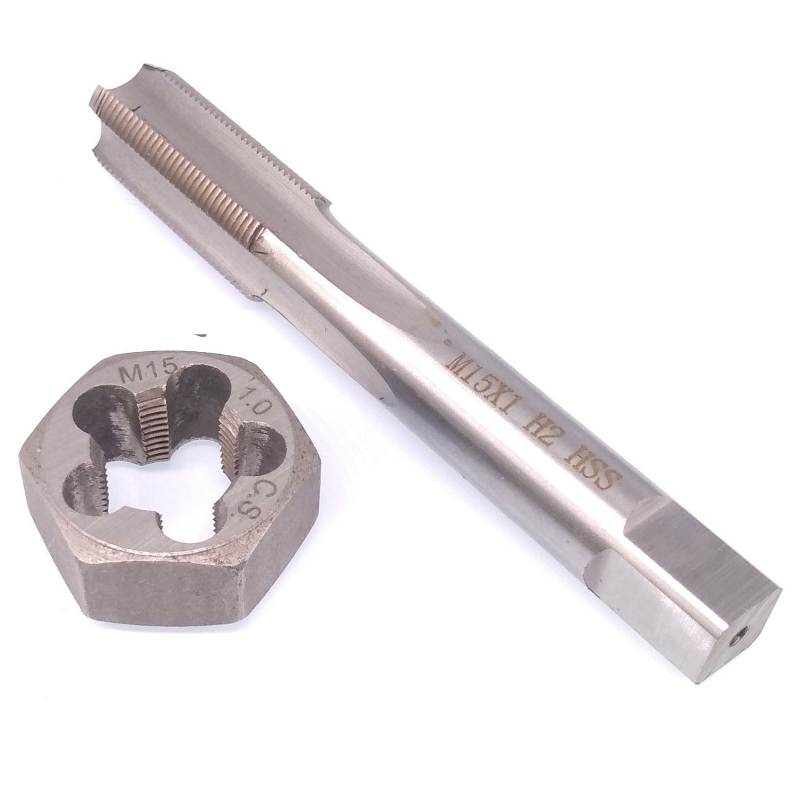 US Stock HSS M15 x 1mm Tap & M15 x 1mm Hexagon Die Metric Thread Right Hand Set