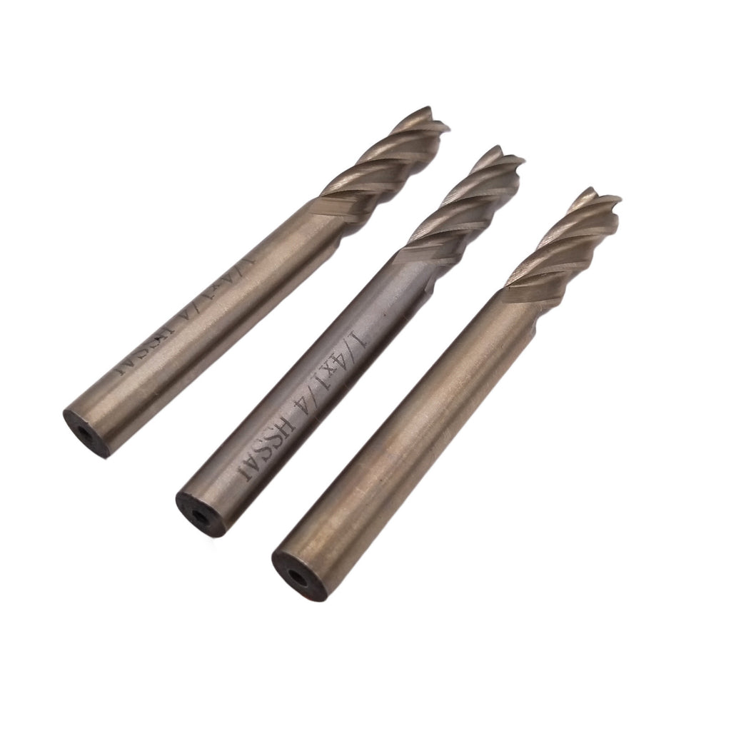 US Stock 3pcs 1/4 inch Four 4 Flute HSS & Aluminium End Mill Cutter CNC Bit