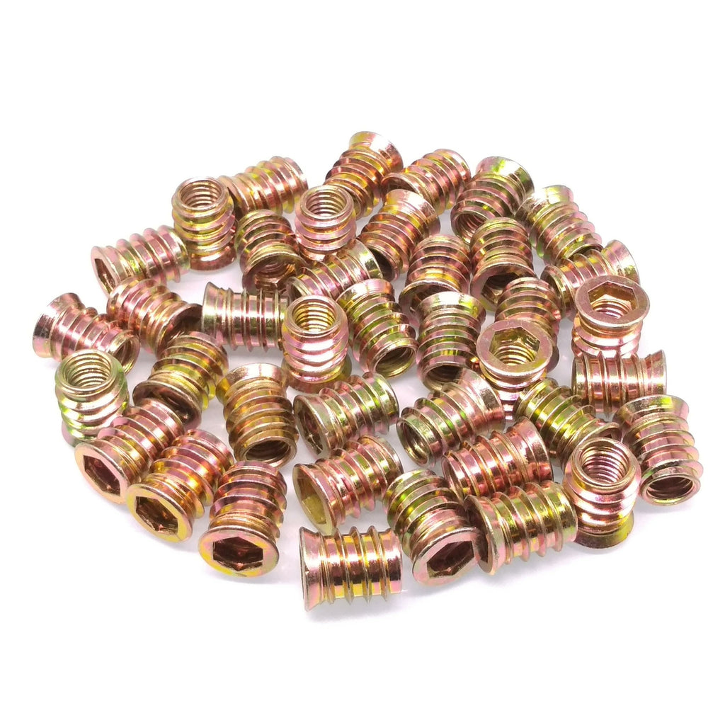 50pcs M10 x 20mm Furniture Screw-in Nut Bolt Fastener Hex Socket Insert Nuts
