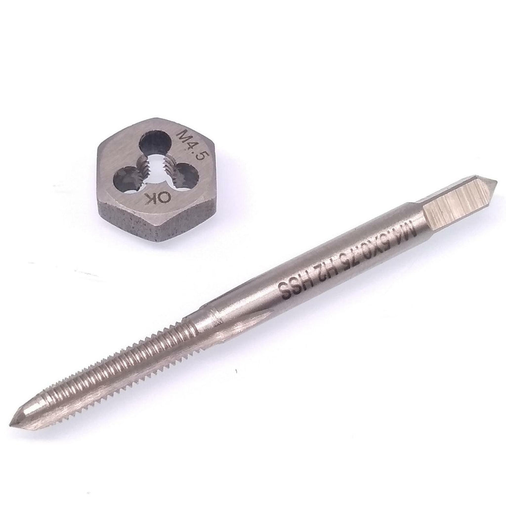 HSS M4.5 x 0.75mm Tap & 4.5 x 0.75mm Hexagon Die Metric Thread Right Hand Set