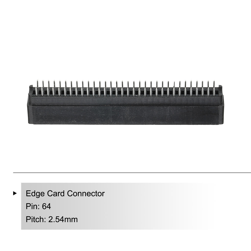 Card Edge Connector Black Socket Right Angle 64 Pin 2.54mm Pitch