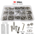 M4 SUS304 Allen Hexagon Hex Socket Cap Head Screw Bolt Nut Washer Set Kit