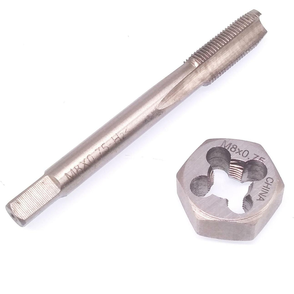 US Stock HSS M8 x 0.75mm Tap & 8x0.75mm Hexagon Die Metric Thread Right Hand Set