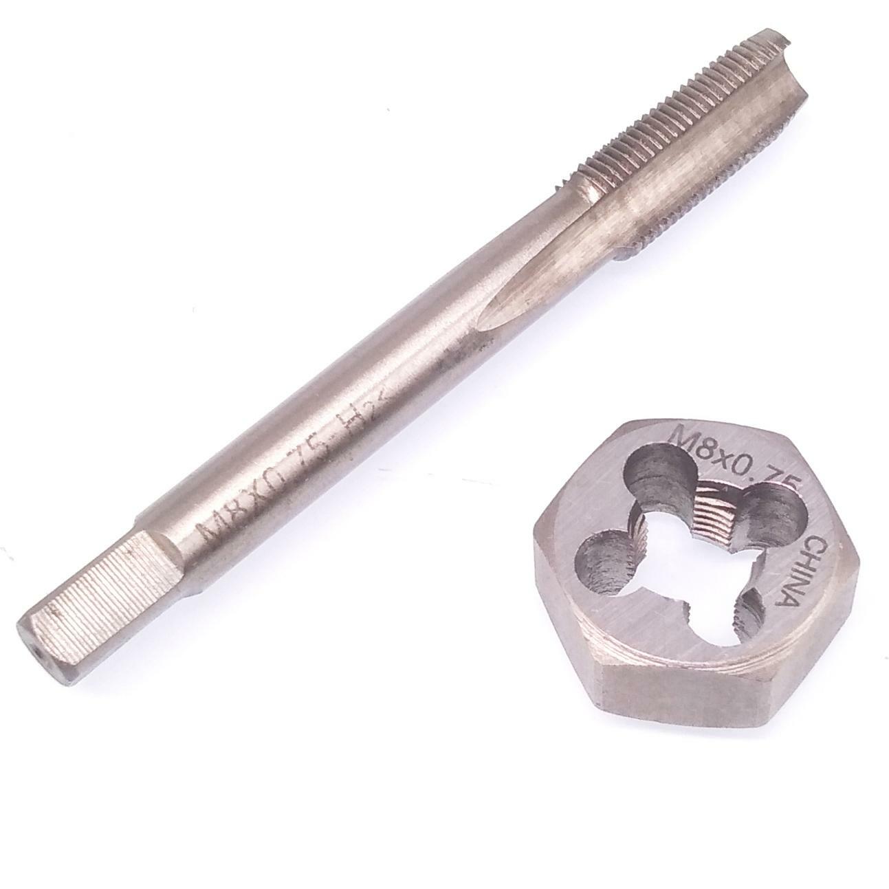US Stock HSS M8 x 0.75mm Tap & 8x0.75mm Hexagon Die Metric Thread Right Hand Set