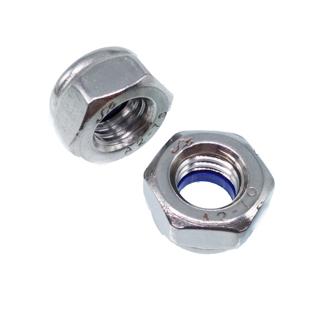 US Stock 10pcs M10 x 1.5mm Nylon Insert Hex Lock Nut DIN985 A2 Stainless Steel