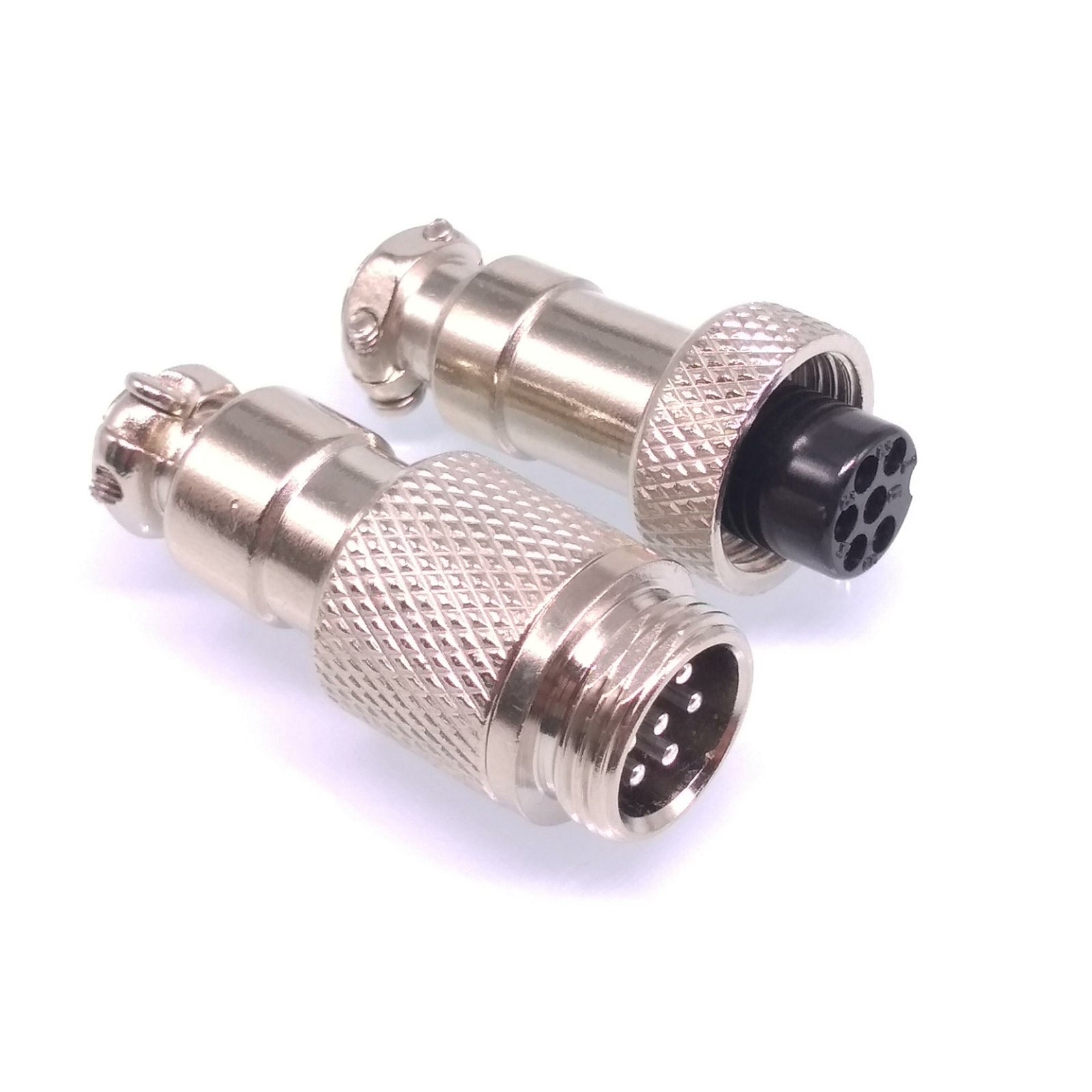 2Sets GX12 6Pin 12mm Panel Mounting Metal Aviation Connector Plug + Socket