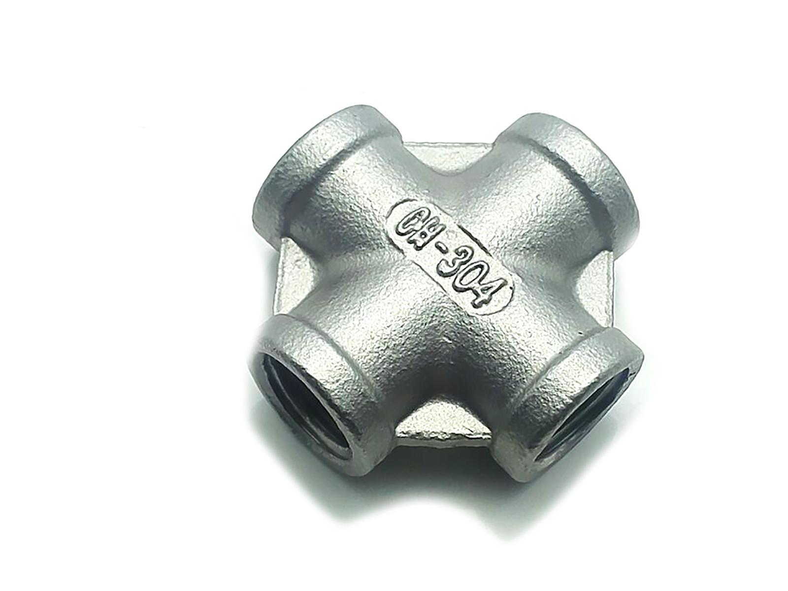 US Stock 1/4" Thread 4 Way Female Cross Coupling Connector SS Pipe Fitting NPT