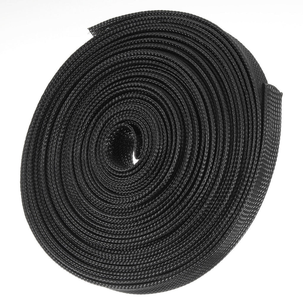 Black Braided PET Expandable Sleeve Cable Wire Sheath Mesh Loom 16mm x 1m