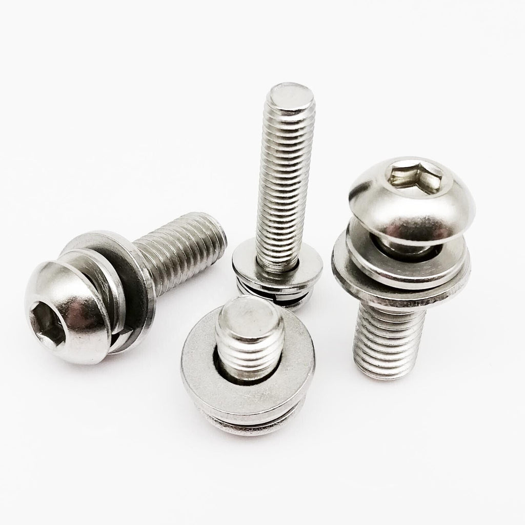 10pcs M6 x 14mm 304 Hexagon Hex Socket Button Head Screw Bolt with Washer Gasket