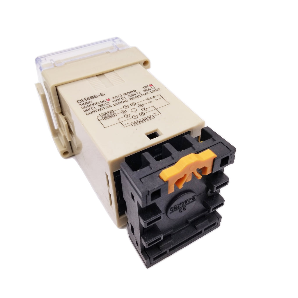 US Stock DC 12V Digital Precision Programmable Time Delay Relay DH48S-S & Base