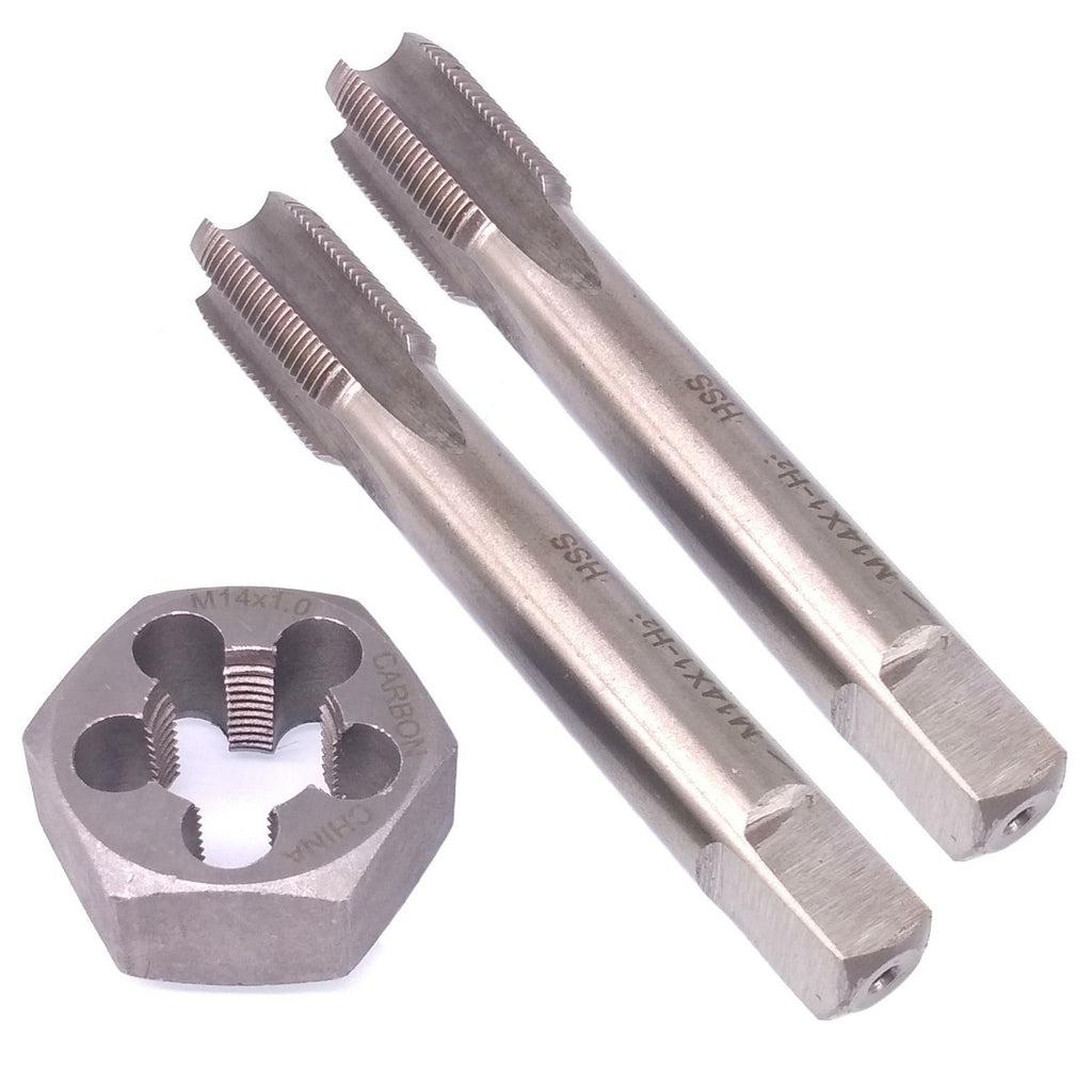 HSS M14 x 1mm Taper & Plug Tap & 14x1mm Hexagon Die Metric Thread Right Hand Set